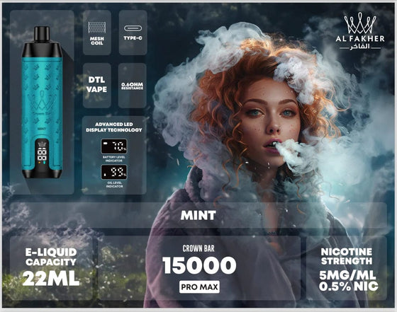 Al Fakher Crown Bar Pro Max Disposable Vape 15000 Puffs Al Fakher Crown Bar Pro Max Disposable Vape 15000 Puffs