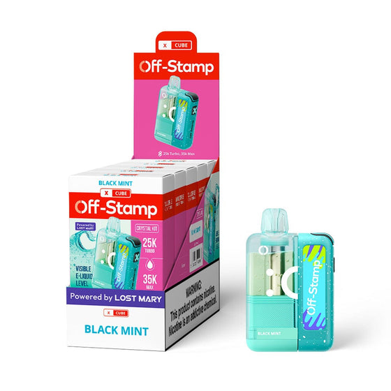 Disposable Vape Online Black Mint Off Stamp Crystal Cube Kit 35K Pod + Charger
