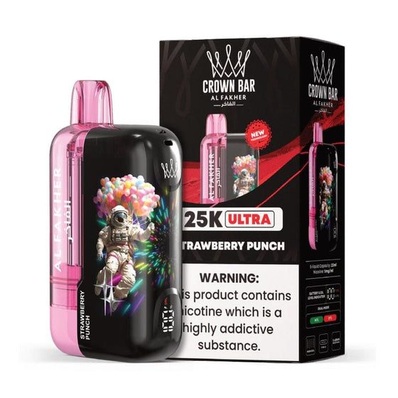 Disposable Vape Online Strawberry Punch Al Fakher Crown Bar Ultra 25K Disposable Vape