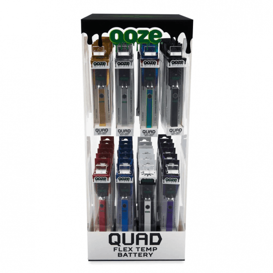 Disposable Vape Online OOZ-1093 OOZE QUAD BATTERY + USB CHARGER DISPLAY 48CT - ASSORTED COLORS