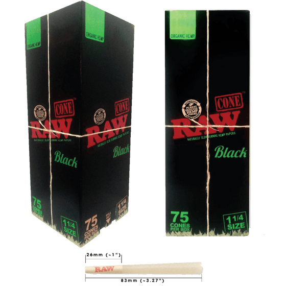 Disposable Vape Online RAW BLACK ORGANIC CONES 75CT