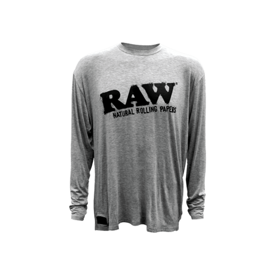 Disposable Vape Online RAW LONG SLEEVE GREY SHIRT W/ BLACK LOGO 22126